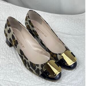 Claudia Ciuti Firenze Womens Size 9M Brown/Tan Leopard Print Fabric Slip On Shoe